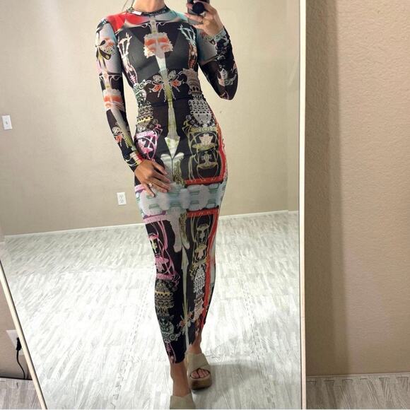 RARE NWT SKIMS Summer Mesh Long Sleeve Dress in Orchid Cabinet Size Large - Picture 2 of 7